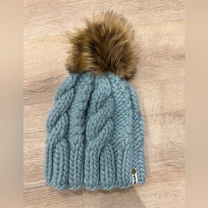 Cozy Blue Knit Pom-Pom Hat handmade- New
